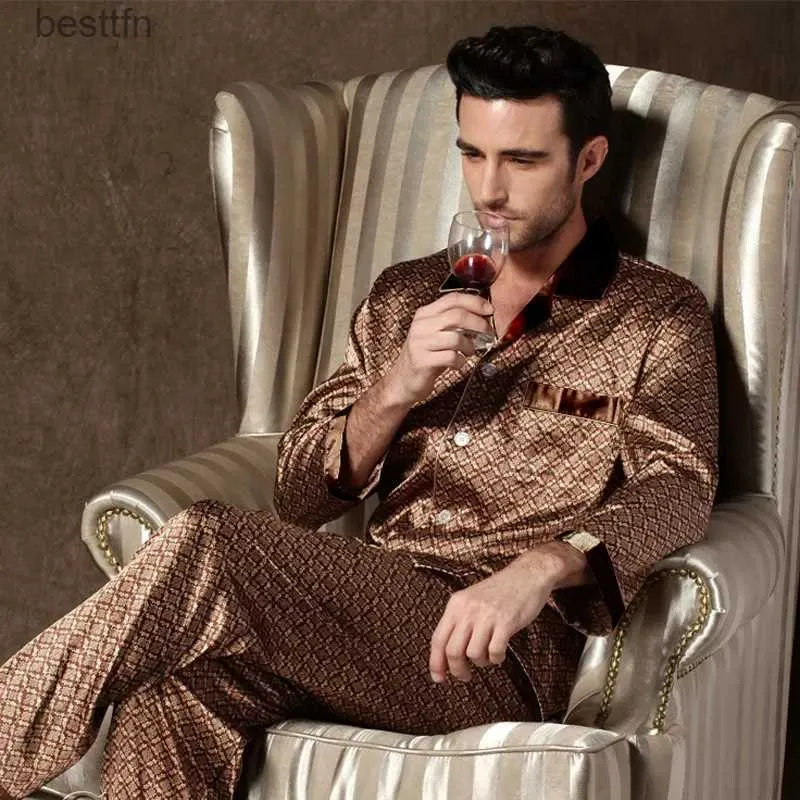 2023 Mens Designer Pajama Set Long Sleeve Men Sleepwear Set With Thin Ice Silk Trousers L231011 From Besttfn 3.93 DHgate.Com