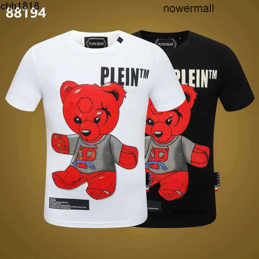 Футболка BEAR Футболки Мужские классические футболки Plein Марка Philipps Rhinestone T Men pp SHIRT Высококачественная одежда Hop Designer Streetwear Hip Skull 09 0BO4