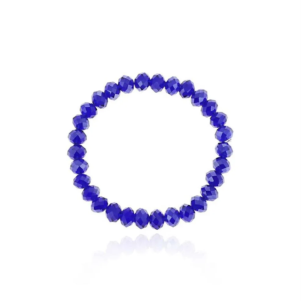 Bracciale con perline di vetro cristallo Briolette da 6 mm Bracciale elasticizzato con perline sfaccettate a forma di rondelle Briollete Colori assortiti285Q