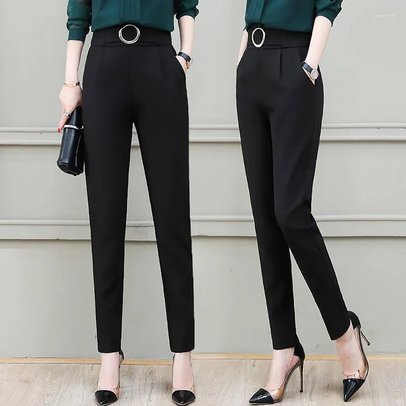 2023 Spring/Summer Womens Harlan Black High Waist Elastic Work Pants For  Women Fashionable Nine Point Slim Casual Wear From Peanutoil, $9.18