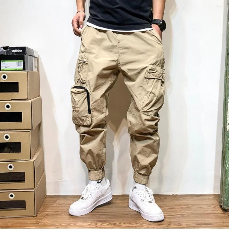 メンズパンツ2023日本のストリートウェアプラスサイズの薄い貨物メンズカジュアルジョガージョギングコリアンカーキのズボン