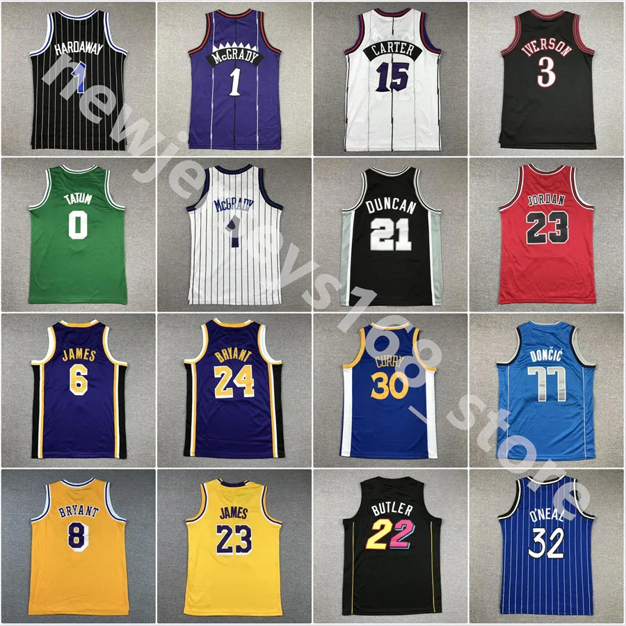 Mens Youth Basketball Jayson 0 Tatum Stephen Curry Doncic McGrady 1 Hardaway Wembanyama Butler Duncan Allen 3 Iverson James Jersey