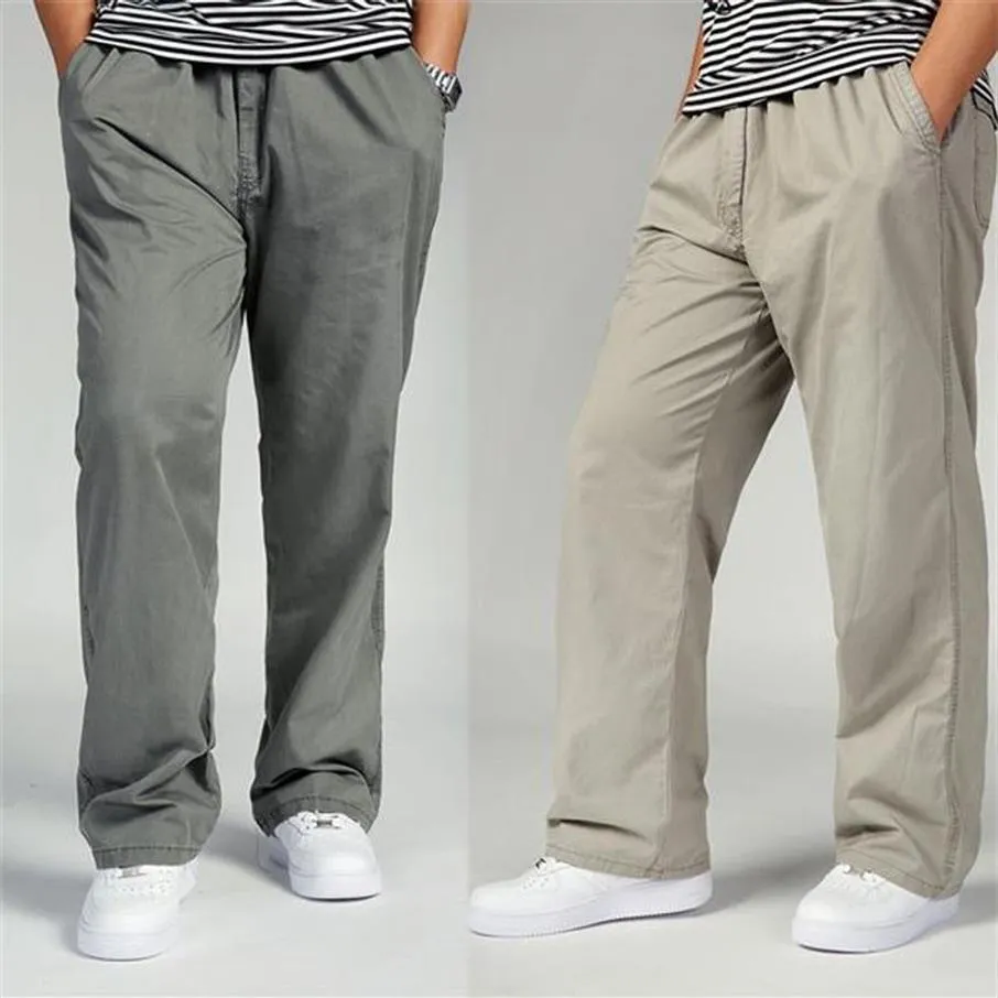 Pantaloni casual da uomo Taglie forti Pantaloni leggeri da uomo Pantaloni larghi dritti in tinta unita Pantaloni casual elasticizzati286Z