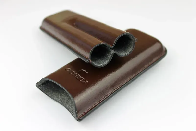 New Beautifil Black Brown Color Leather Holder 2 Tube Travel Cigar Case Humido The case holds 2 cigars3535989