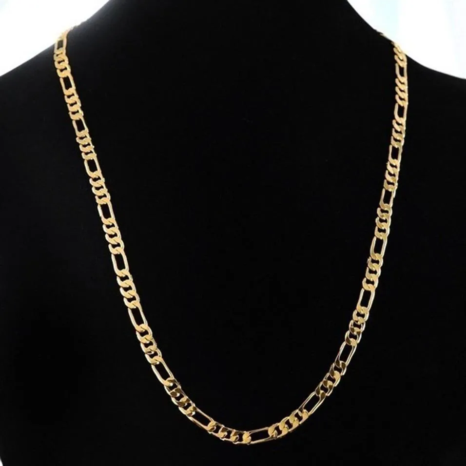 24K Gold Platinum Plated Chains 4 5mm Men's NK Links Figaro Necklace Chokers Vintage Jewelry209q