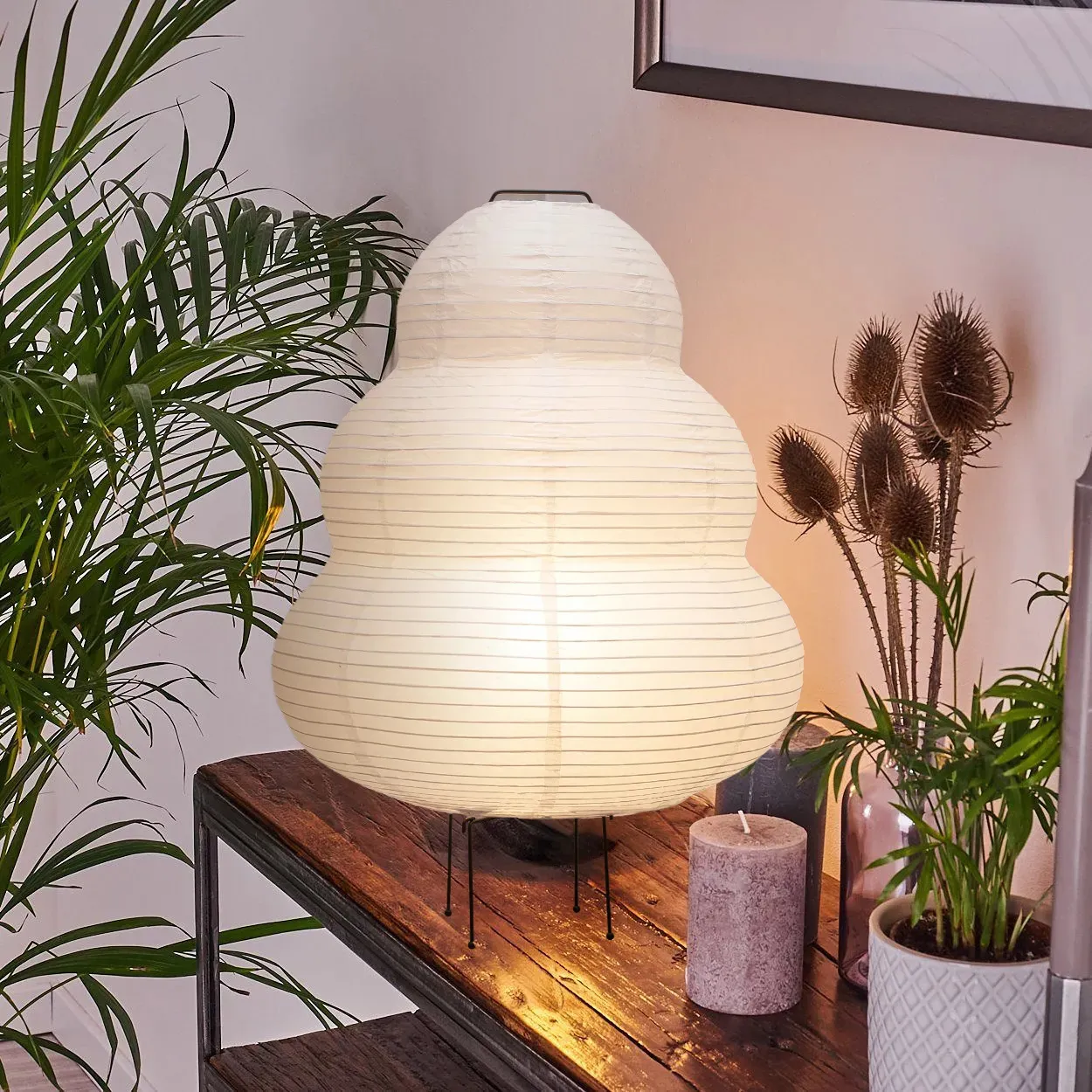 Nowości Akari Wabi Sabi Lampa stołowa japońska papier ryżowy Lantern Noguchi Design Dysponsu Dimmable Ochrona Ośnitą Lekkie dekoracje domu 231011