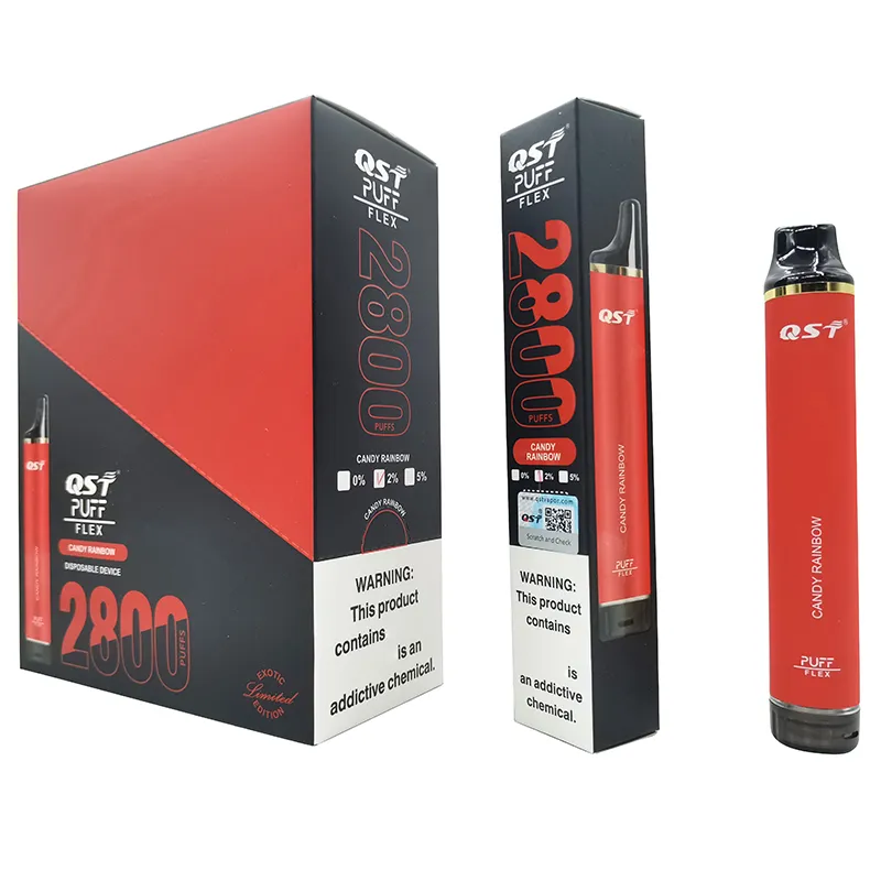 100 % Original QST Puff Flex 2800 Puffs 850 mAh Batteriegerät Vape Pen mit Sicherheitscode 8 ml Einweg-Lager in den USA und in der EU