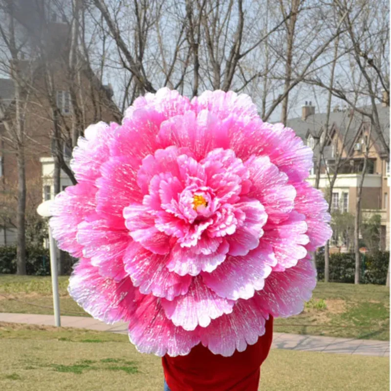 Umbrellas 70/80cm Peony Beach Umbrella Shade Fan Dance Stage Dance Performance Props Umbrella Flower Peony Performance Handheld Parasol 231010