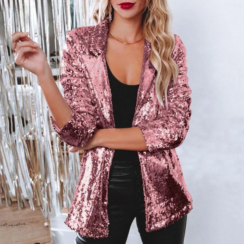 Glittery Sequin Casual Jackets For Women For Women Casual Long