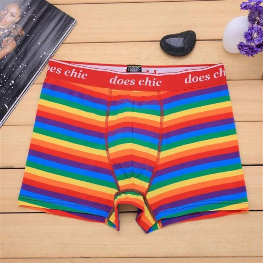 Nieuw Ontwerp Regenboog Gestreepte Gay Pride Ondergoed Boxers lgbt 100% katoen zachte boxers voor mannen 4 maten M-2XL299o