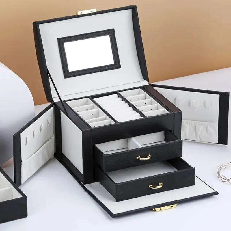 Jewelry Boxes Casket High Capacity Box Multifunction Makeup Storage Organizer Beauty Travel 231011