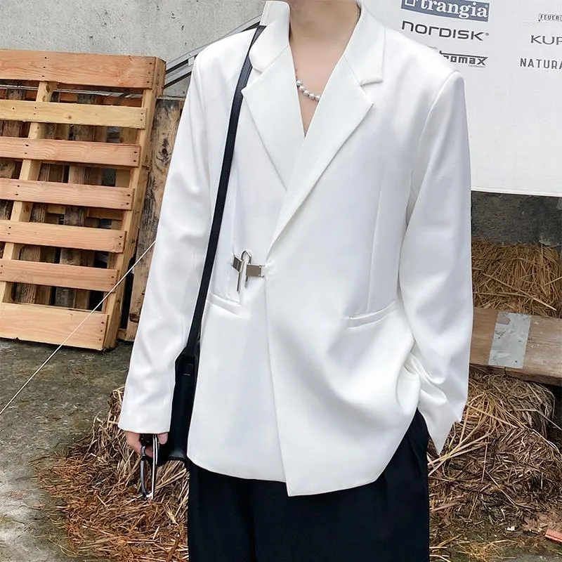 Men's Suits Korean Style Casual Suit Fashion Niche Design Male Business Loose Blazers Coats Dark Harajuku Long Sleeve Cardigan A01