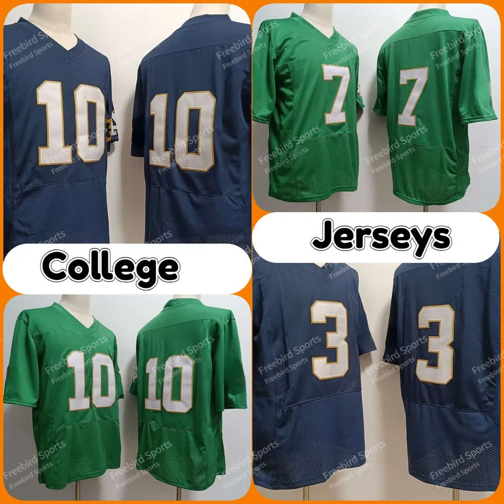 Футбольная майка College 10 Sam Hartman 7 Audric Estime Throwback Jerseys Kelly Green Classic Navy Mesh Jersey Mens