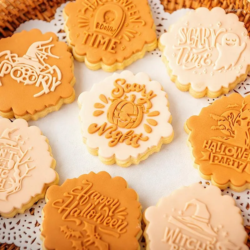 Baking Tools 2023 Halloween Dessert Embossing Press Stamp Cartoon Ghost Pumpkin Biscuit Mold Kid Party Fondant Pastry Craft From