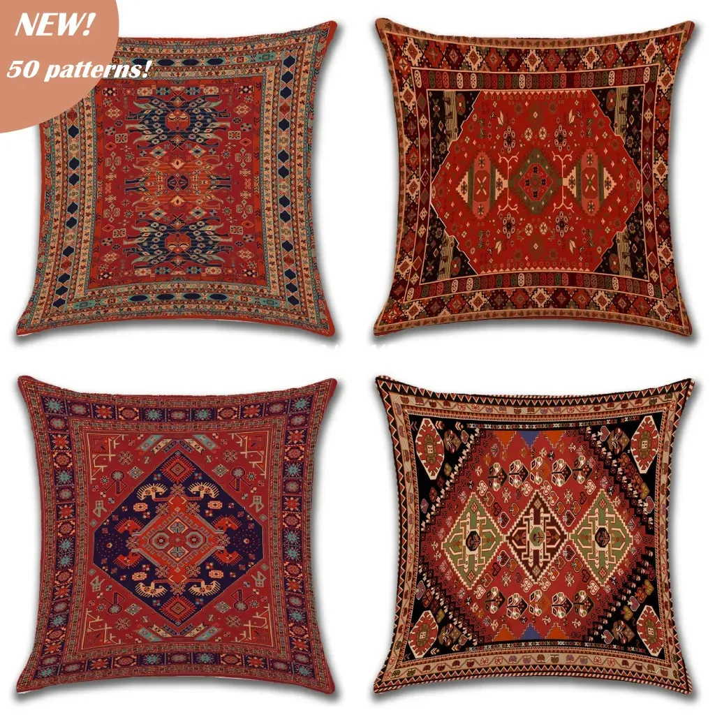 Coussin décoratif oreiller 2023 ethnique persan tapis imprimé lin oreillers cas bohème décoratif géométrique jeter canapé canapé décor à la maison 231011