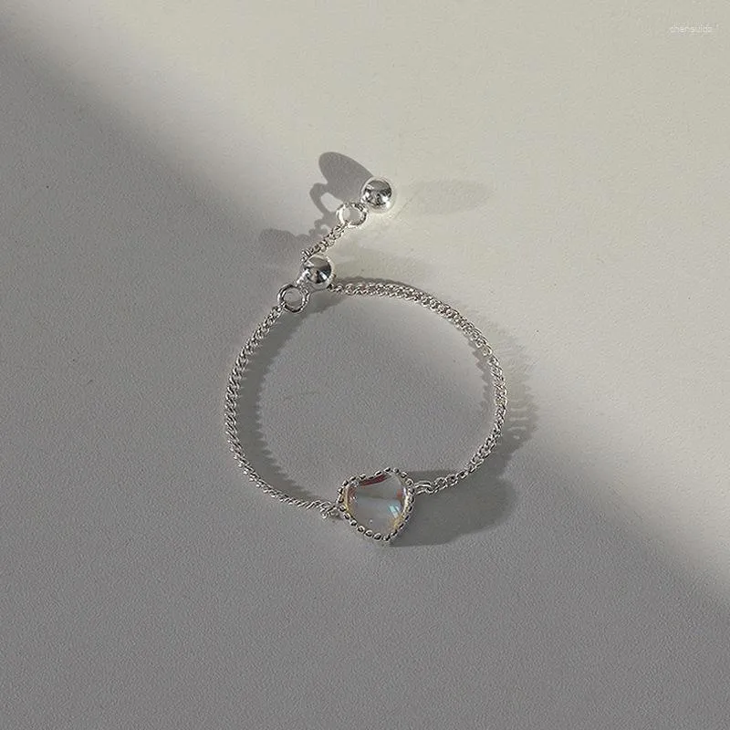 Anelli a grappolo Gioielli di moda coreani Squisito anello in pietra a forma di cuore Elegante regolabile per le donne Dolce regalo di stile di bellezza