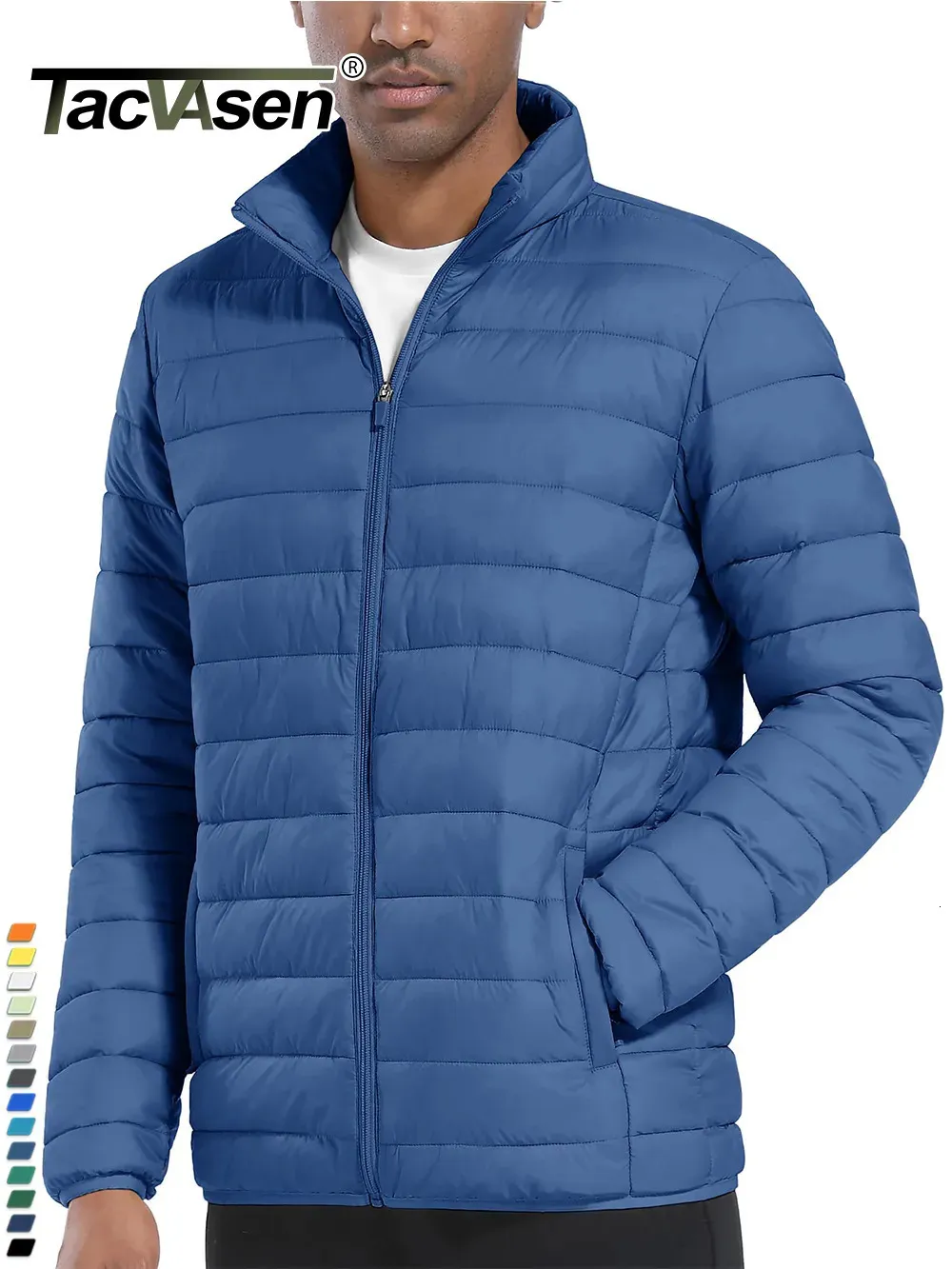 Parkas de plumón para hombre TACVASEN Chaquetas acolchadas ligeras con cuello alto Chaqueta acolchada Abrigos cortavientos con aislamiento antidesgarros resistentes al agua 231010