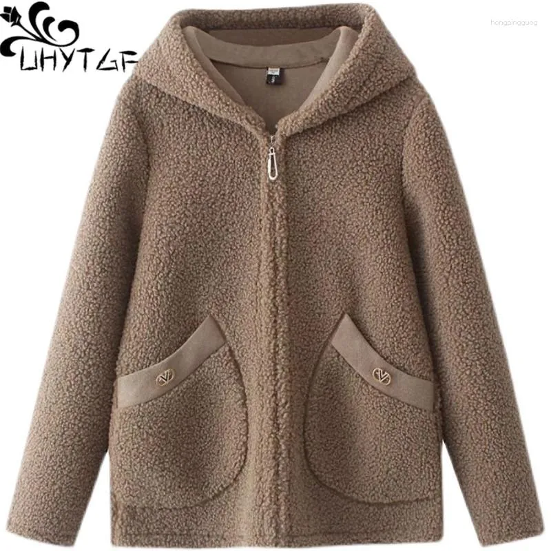 女性用トレンチコートUhytgf Quality Polar Fleece Winter Jacket Women Fick Hooded 6XLルーズサイズコットンコートパーカー女性韓国人カジュアル