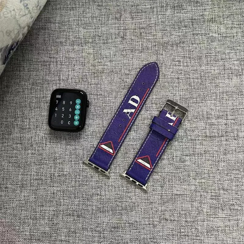 애플 시계 밴드 용 고급 가죽 스마트 스트랩 49mm 38mm 40mm 42mm 44mm 45mm iwatch 밴드 시리즈 3 4 5 SE 6 7 9 브랜드 디자이너 브레이슬릿 watchband Wristband
