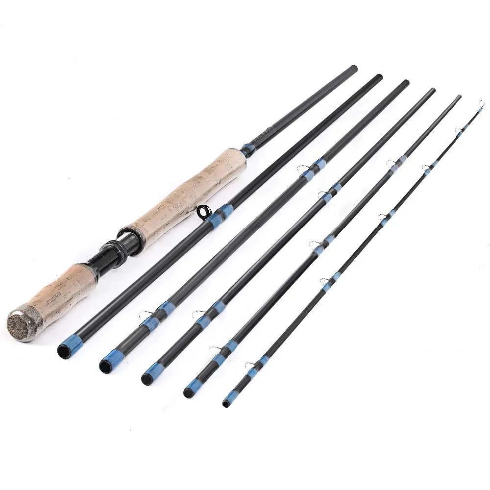 Boat Fishing Rods 13ft 39M 8wt9wt 14ft 42M 9wt10wt Joran Karbon Terbang Pancing Sedangcepat 6 Buah Bagian Gabus Menangani Pertempuran Pantat 231012