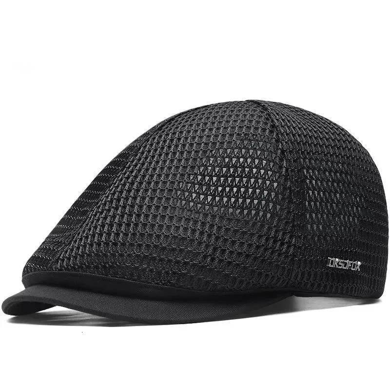 Bérets Adulte Été Respirant Mesh Ivy Cap British Fashion Sytle Béret Mâle Réglable Sboy Chapeau Hommes Causal Octogonal Caps 55-60 CM 231012