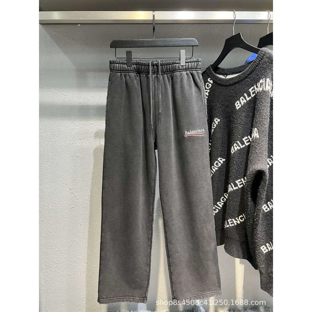 New Mens Pant Sweater Pants Designer Balenciiaga 22ss Type High-quality Wave English Coke Embroidered Ragged