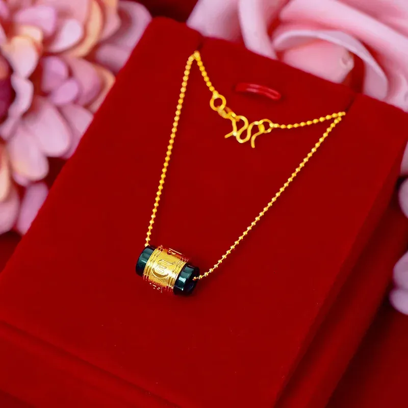 Pendant Necklaces 18k Gold Bizuteria Gemstone Real Natural jade Treasure Necklace Jewelry Females gold necklaces for women 231011