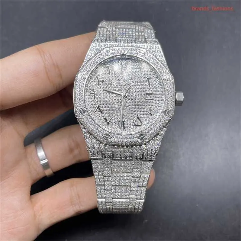 Designer relógios mecânicos prata diamante relógio automático luxo árabe numeral escala diamantes vida à prova dwaterproof água relógios de pulso masculino casual