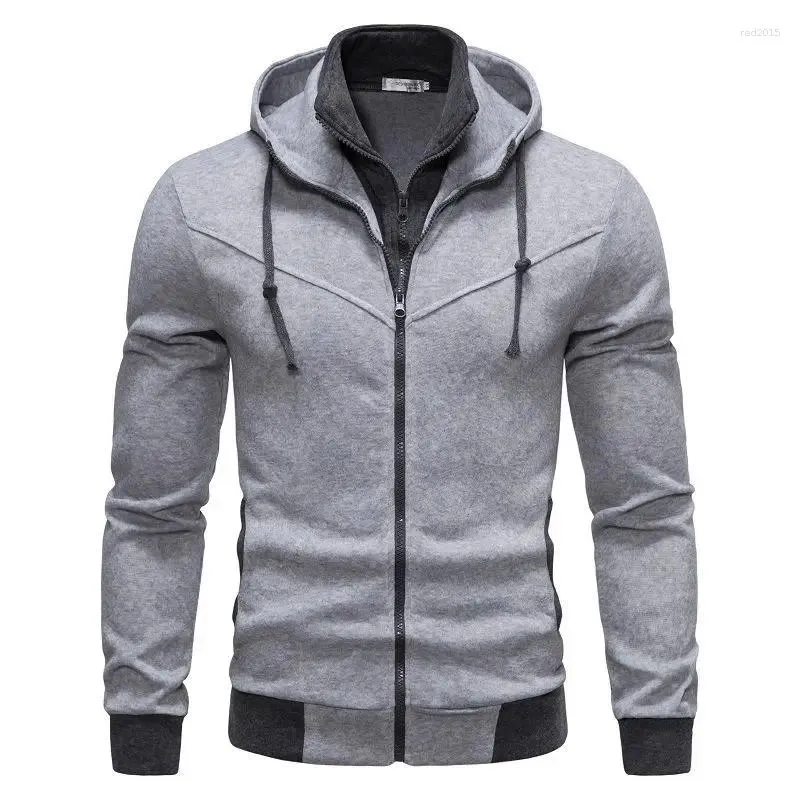 Felpe con cappuccio da uomo 2023 maglione moda primaverile casual lascia due pezzi slim fit cardigan con cappuccio in colore a contrasto cappotto sottile