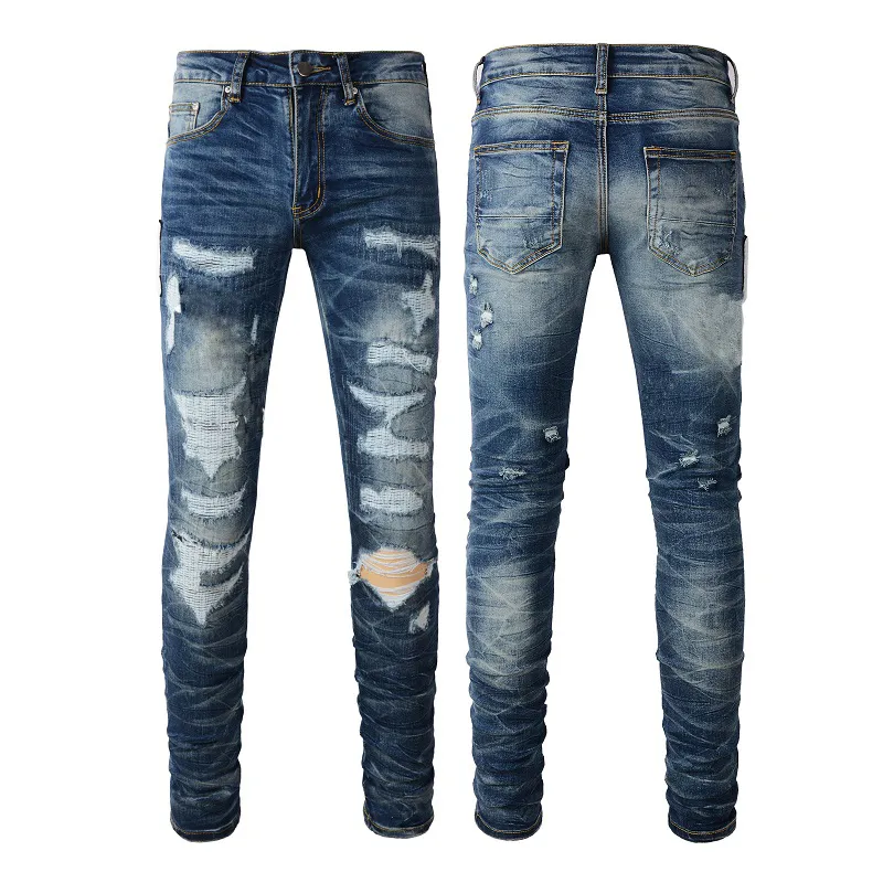 Ripped High Waist Jeans: Stylish Blue Straight Leg Denim Trousers With Distressed Details For Men And Women From Charm_clothes, $50.91