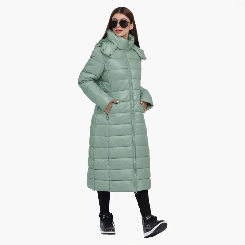 Trenchs Femmes Santelon Femmes Hiver Épais Chaud Extra Long Parka Sur Genou Puffer Veste Manteau Avec Capuche Coupe-Vent Amovible Mode