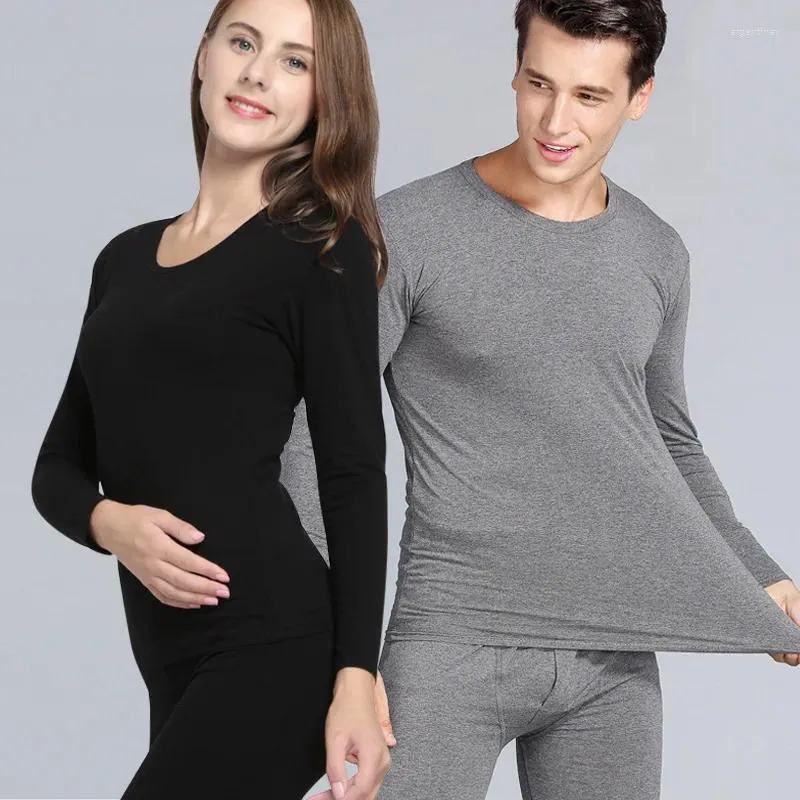 Sous-vêtements thermiques pour hommes et femmes, automne hiver, haute qualité, amoureux, Lycra extensible, solide, col rond, chaud et épais, longs Johns