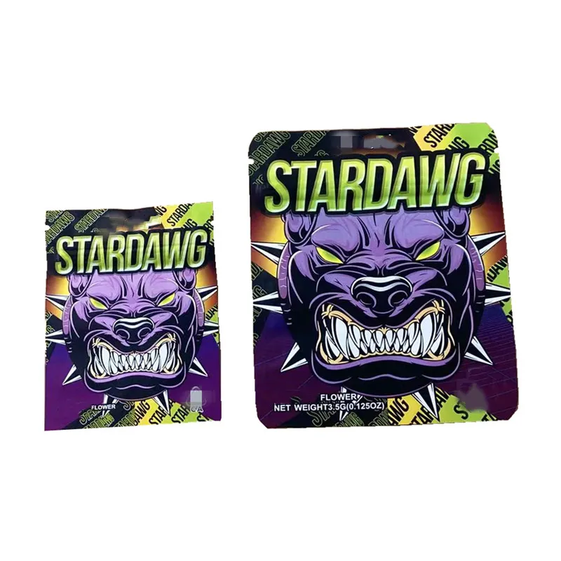 Stardawg sacos de embalagem flor peso líquido 3.5g pacotes vazios pacote de flores secas embalagem saco plástico mylar