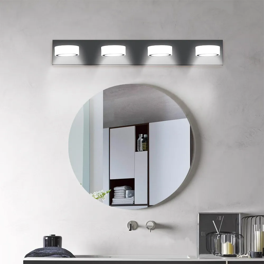 Éclairage domestique moderne LED noir 4 lumières luminaires de lampe de vanité sur éclairage mural de bain miroir