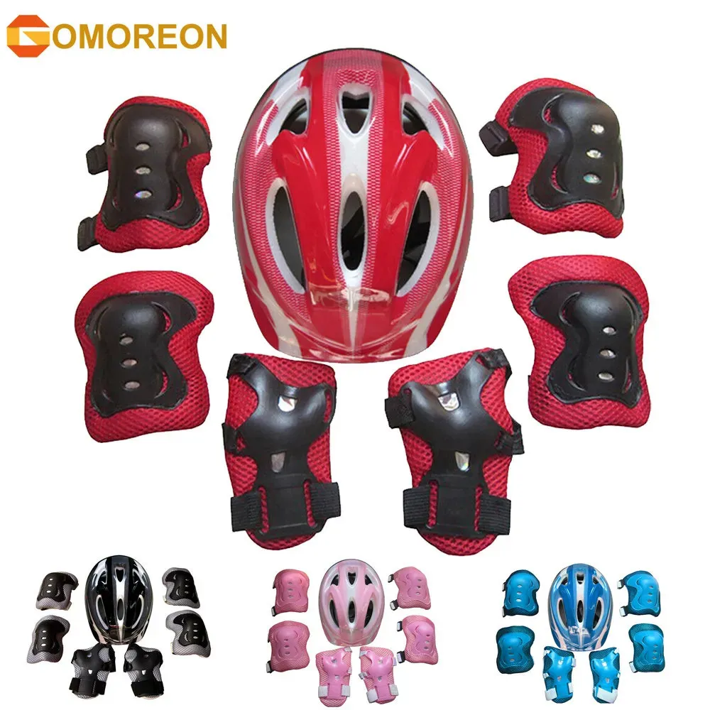 Elbow Knee Pads 7Pcs Roller Skating Kids Boy Girl Safety Helmet Knee Elbow Pad Sets Cycling Skate Bicycle Scooter Helmet Protection Safety Guard 231012