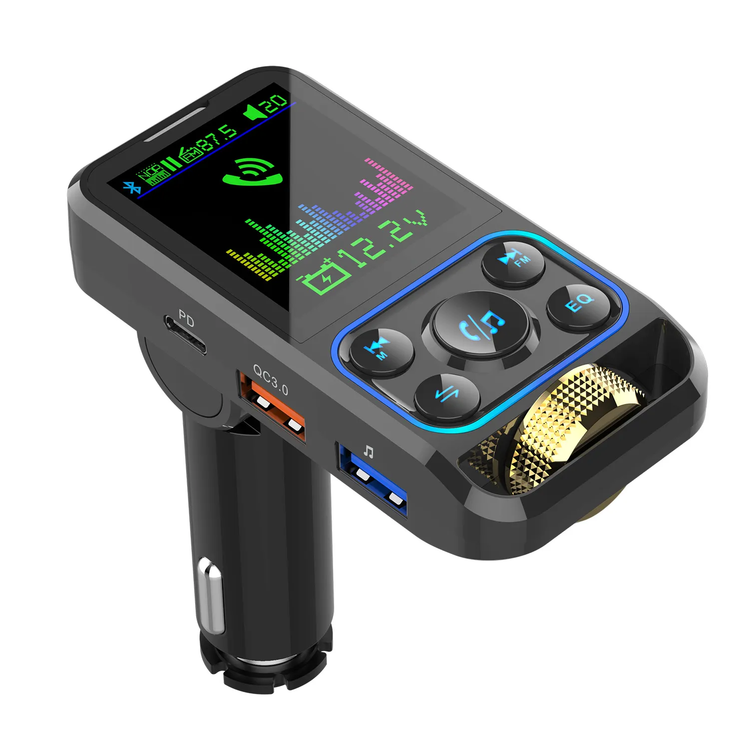 BC83 Dual Quick Charge Auto Bluetooth MP3-speler Insteekkaart USB Flash Drive Oplader FM-zender Hoge bas EQ-aanpassing