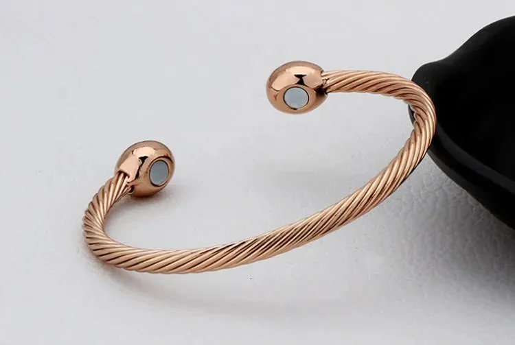 Bangle Vintage pure copper Magnetic bracelet bangle Solid Copper Healing Healthy Energy Power Twisted Chain for women 231012