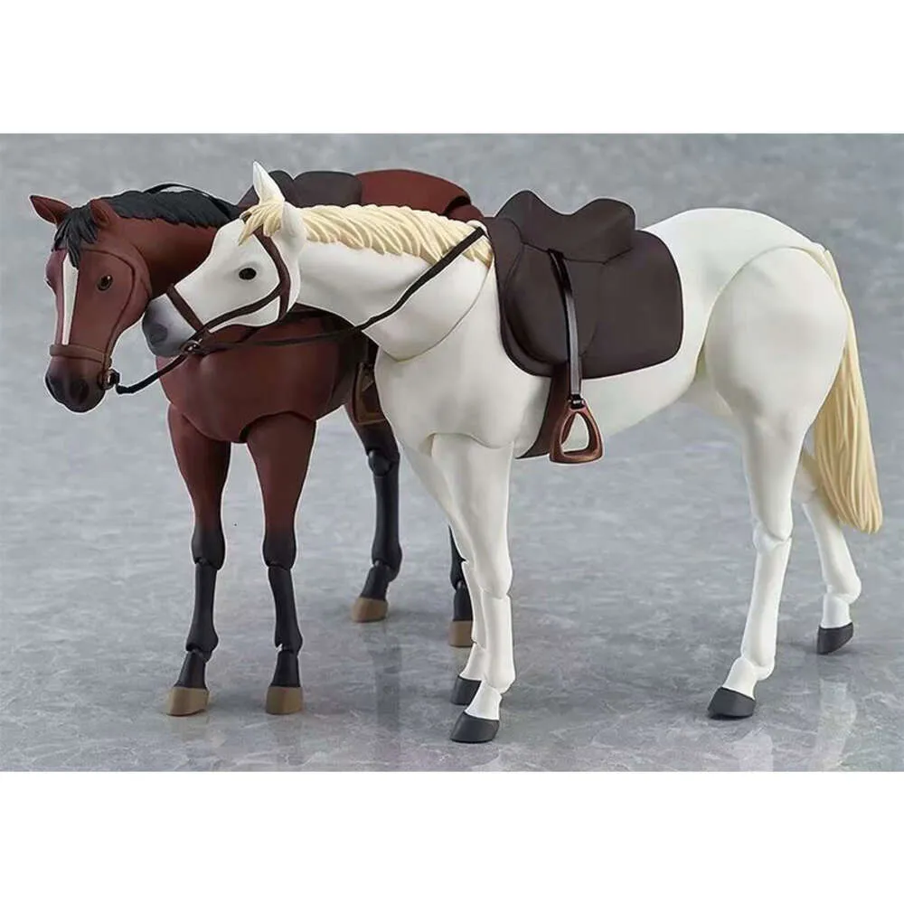Trajes de mascote figma 246 cavalo branco chesut bjd pvc figura de ação modelo brinquedos podem brincar com corpo kun chan presente de natal para crianças