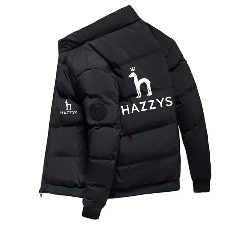 Men's Down Parkas HAZZYS Jackets Men with Hood Autumn Winter Cotton Padded Jacket Fashion Clothing Rhombus Texture Casual Plus Size 5XL 231011