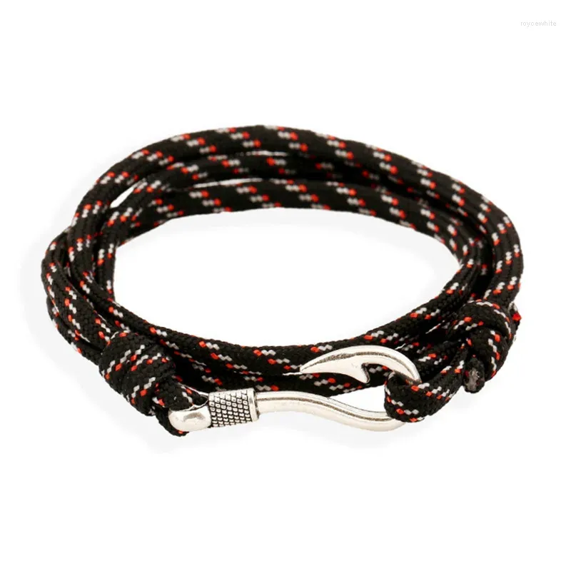 Charme Pulseiras Noter Mens Náutico Pulseira Viking Fishhook Handmade Ajustável Paracord Braslet Presente Para Ele Outdoor Survival Braclet