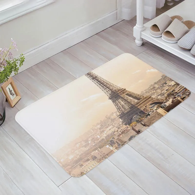 Carpets Eiffel Tower Building City Bathroom Bath Mat Carpet Bathtub Floor Rug Shower Room Doormat Kitchen Entrance Pad Home Decor