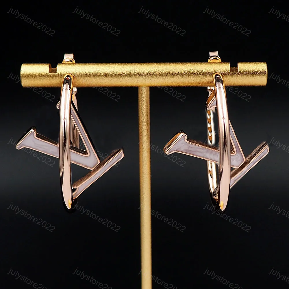 T GG Huggie Luxury Big Gold Hoop Earrings For Lady Women Designer Jewelry 925 Silver Earring 3,5 cm Orrous Girls Ear Studs Emamel Hoops Gift En en