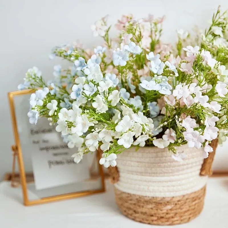 Flores decorativas Aliento de bebé blanco Plantas artificiales de tacto real para flores de boda Bonquet Flores Arreglo Decoración de mesa Centro de mesa