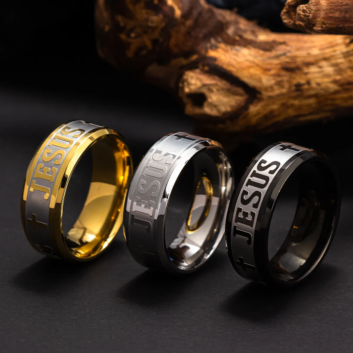 Jesus Titanium Steel Ring Jesus Cross Faith Anglicans Christian