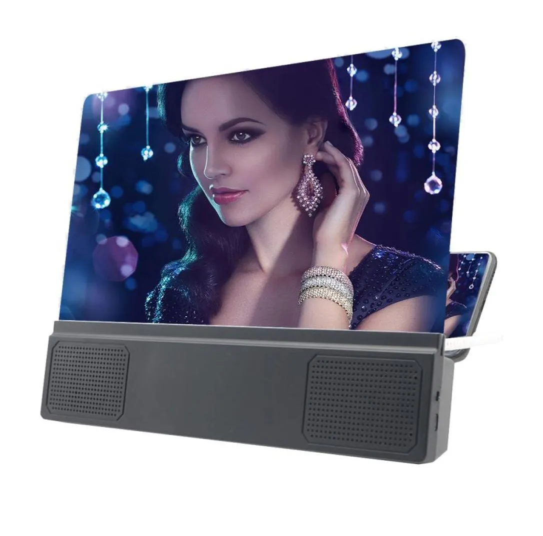 Amplificador de vídeo HD con altavoz estéreo Bluetooth y lupa de pantalla de teléfono móvil 3D de 12 pulgadas 3011306