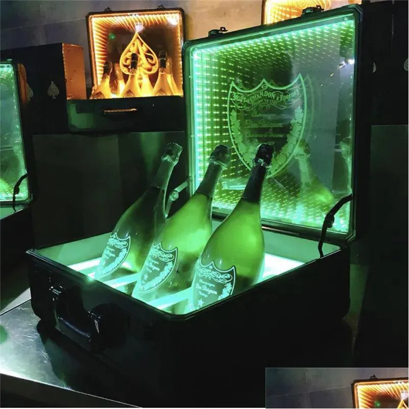 Other Bar Products Led Dom Perigon Champagne Bottle Suitcase Wine Carrier Box Glorifier Display Case Vip Briefcase Presenter For Night Dh6Uq