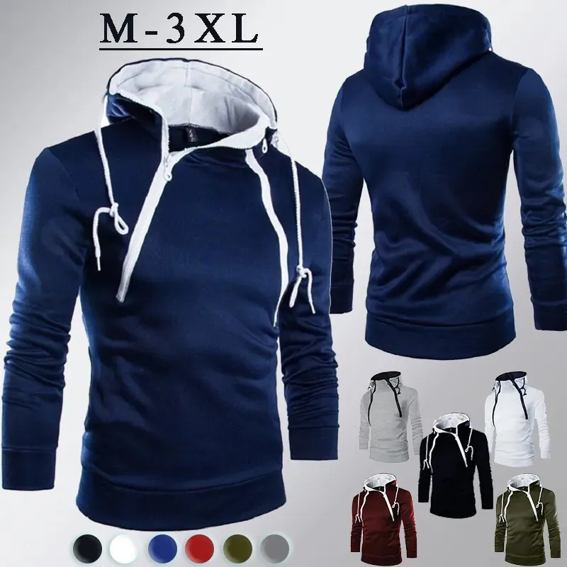Männer Hoodies Sweatshirts Solide Zipper Mit Kapuze Pullover Mode Langarm Sweatshirt Outdoor Gym Fitness Rollkragen Täglich 231012