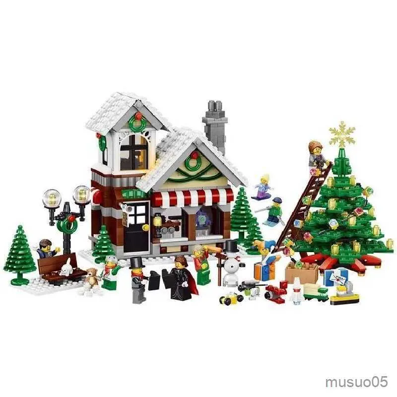 Fournitures de jouets de noël, nouvelle ville, Expert créatif, Village d'hiver, magasin de jouets, blocs de construction, maison, magasin du père noël, briques, cadeaux de noël pour enfants, jouets R231012