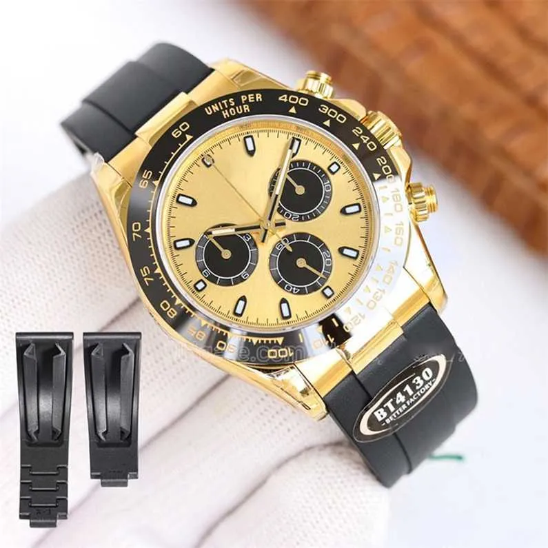 Luxury Watch Man strap Clean 4130 automatic meteorite 40mm rubber dial oyster yellow gold crown