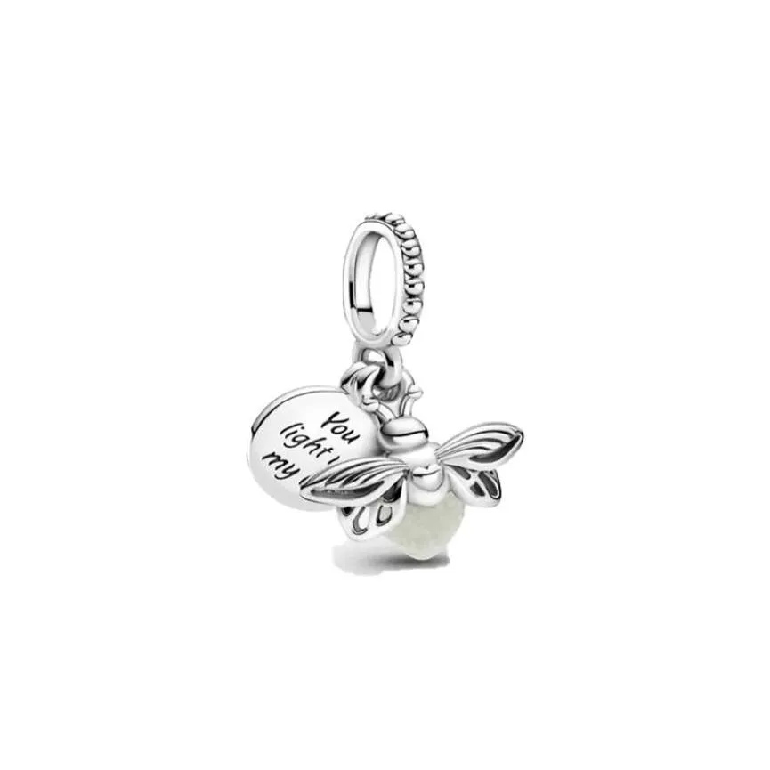 Charms Joyería fina Auténtica plata esterlina 925 Bead Fit Pulseras con dijes Luciérnaga que brilla en la oscuridad Cuelga encantos Cadena de seguridad Colgante D Dhzkr